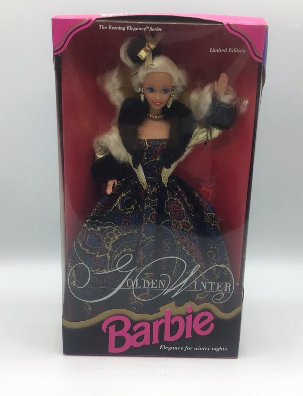 1993 Golden Winter Barbie Doll Evening Elegance Limited Edition Gown NIB 10684